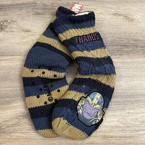 Men Marvel Thanos Cozy Knit Socks with Blue and Tan OSFM